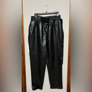 Imitation leather black pants